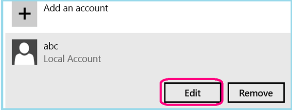 edit account type on surface