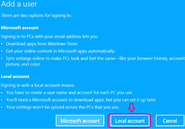 select local account