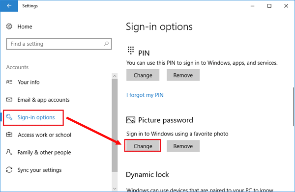 change picture password on surface
