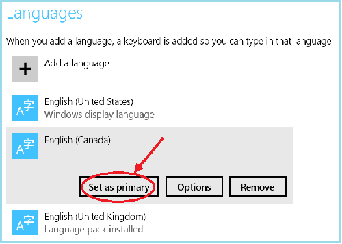 set language as primary on surface tablet