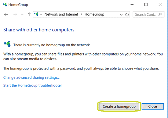 create a homegroup