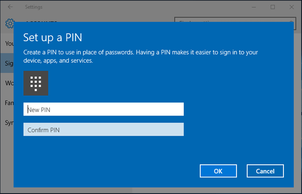 enter new pin code