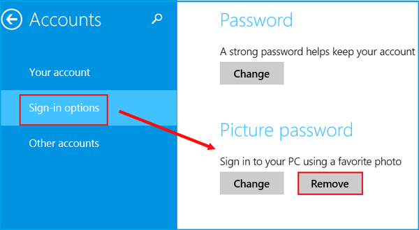 remove picture password