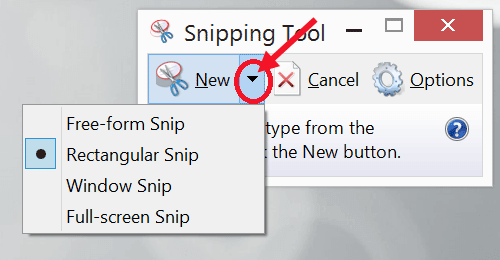 select snip type