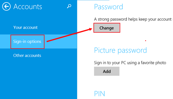 change local account password