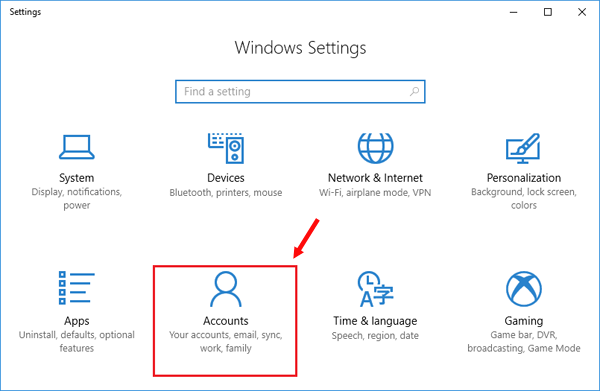 open accounts settings