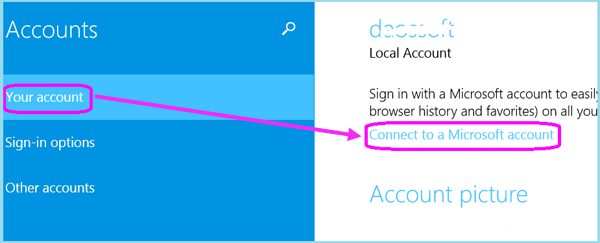 connect to microsoft account