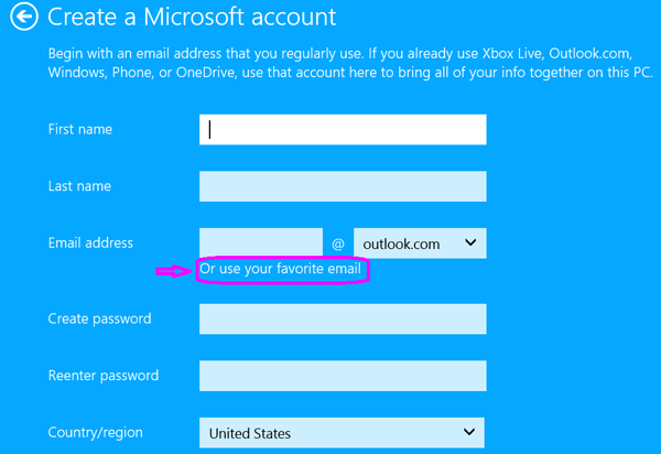 create a microsoft account