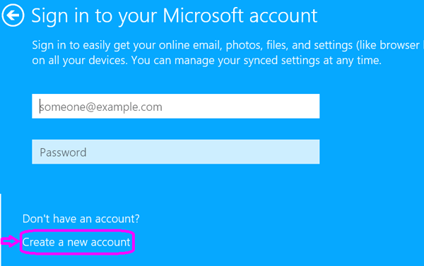 create a new account