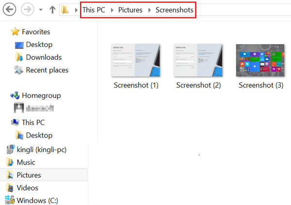 screenshots folder