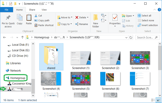 files on homegroup