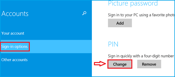 change pin code