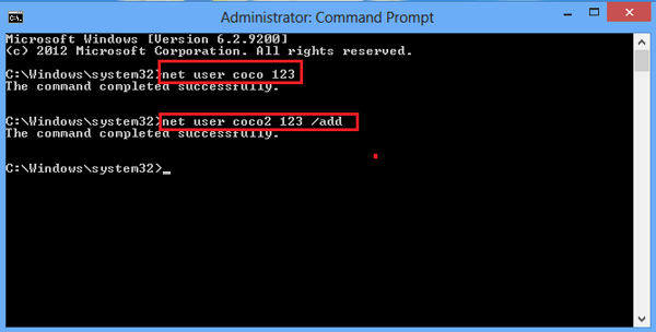 reset local account password with command