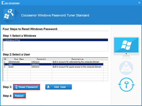 reset password