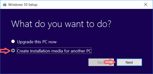 select create installtaion media for another pc
