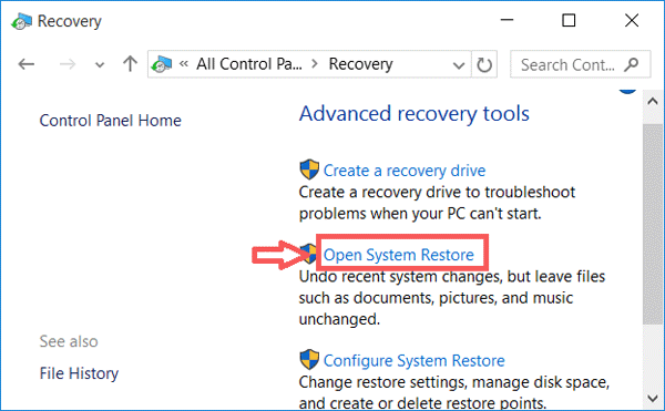 open system restore