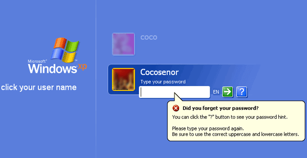 forget windows xp password