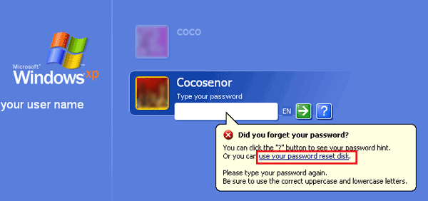 use your password reset disk