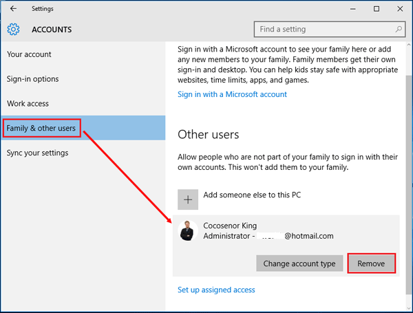 how to unlink microsoft account from windows 10