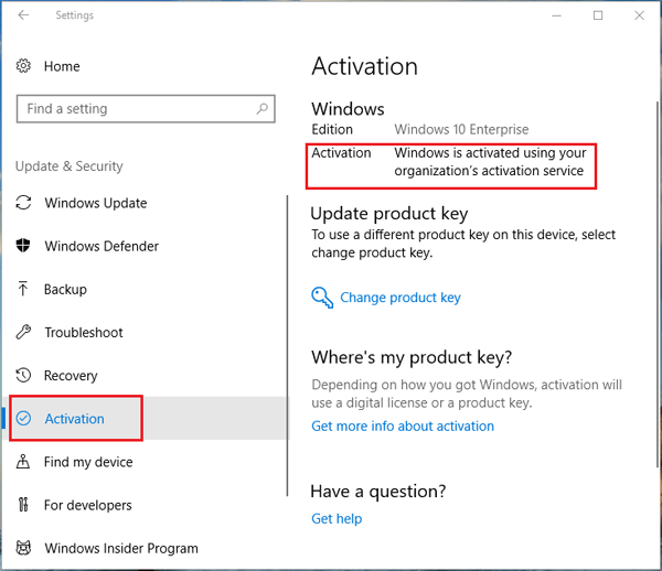 windows 10 activation status