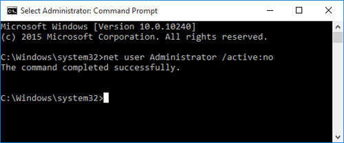 disable built in administrator account in windows 10