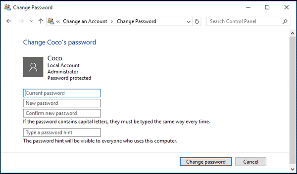 change password