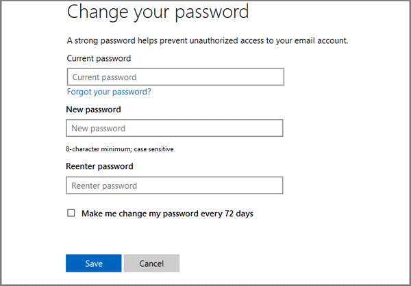 change your microsoft account password