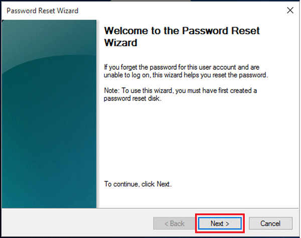 password reset wizard