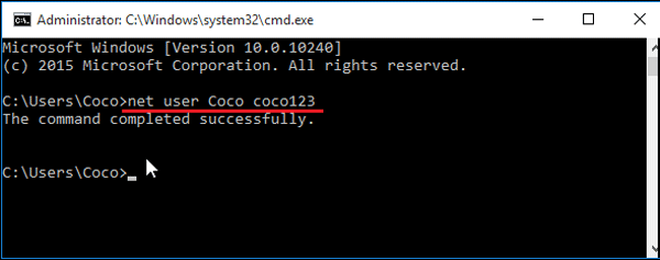 reset password with command prompt