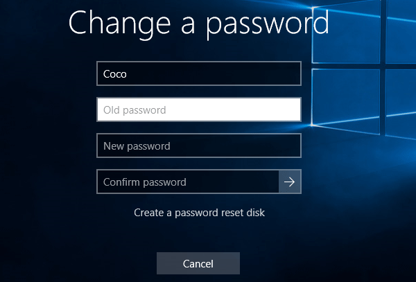 type in password