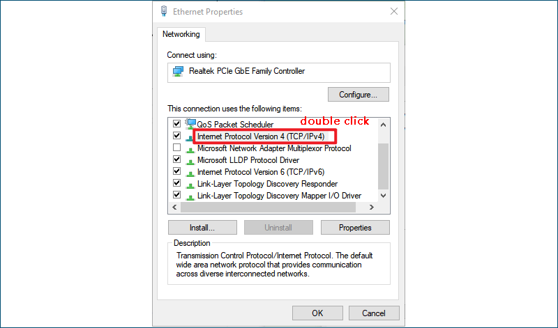 double click tcp ipv4