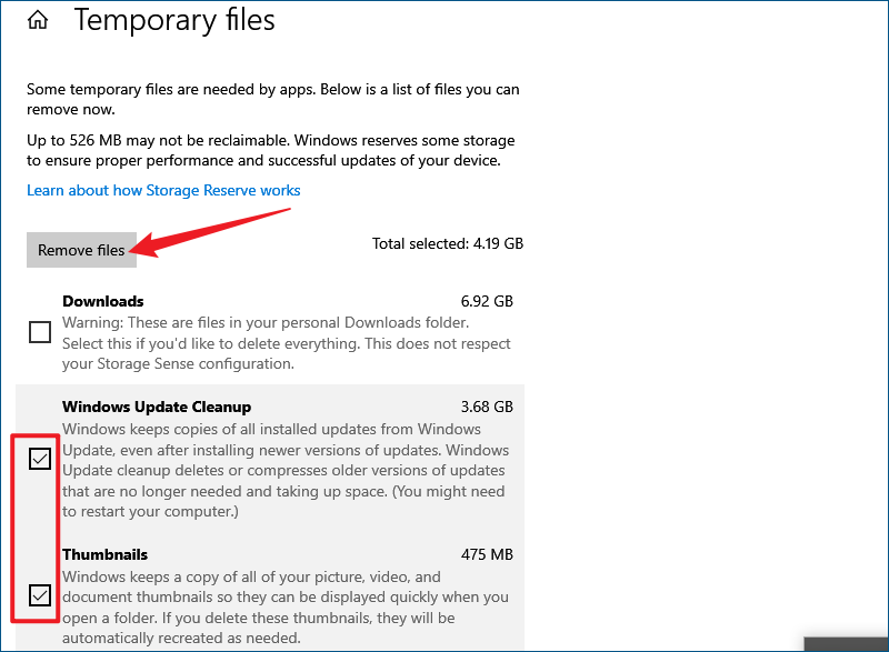 remove temporary files