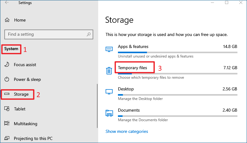 select temporary files