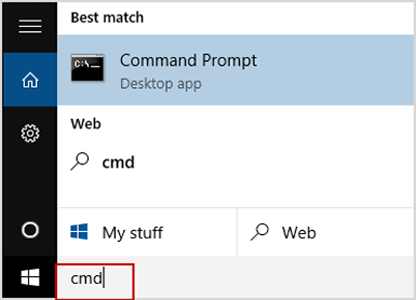 input cmd in the search box and click command prompt