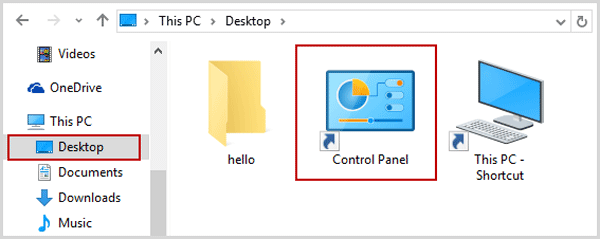 select desktop and double tap control panel