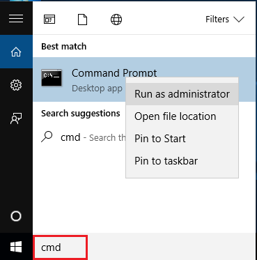 run cmd as administrator