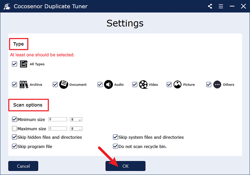 configure the scan rules