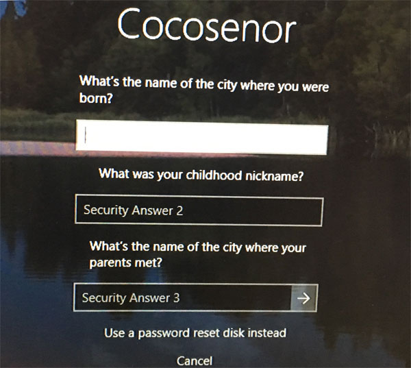 security questions and answers