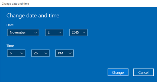 change date and time on windows 10