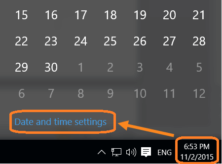 select date and time settings
