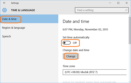 select date and time