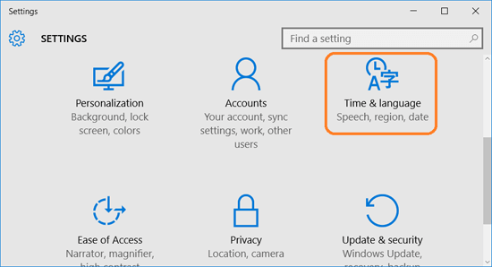 select time and language