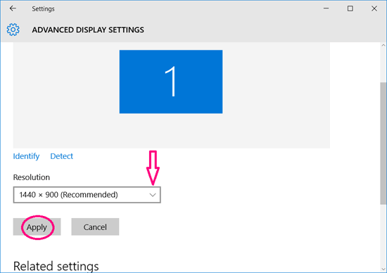 change windows 10 screen resolution