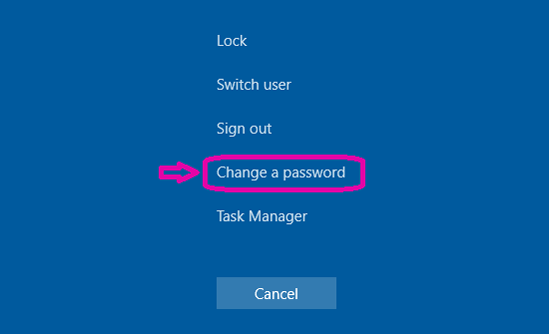 click on change a password