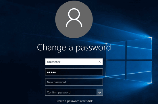 enter old and new password