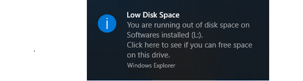 low disk space on windows 10