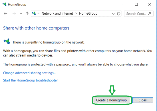 create a homegroup