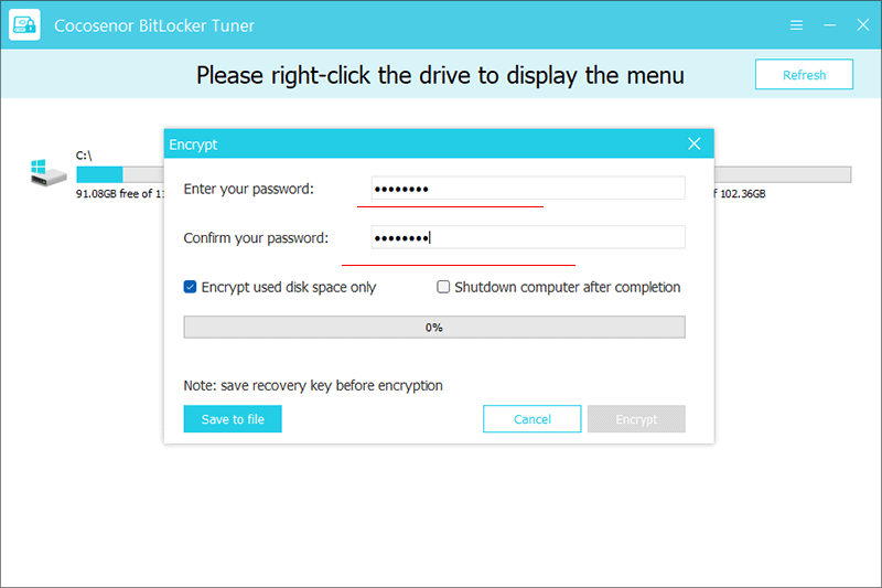 set password for the drive