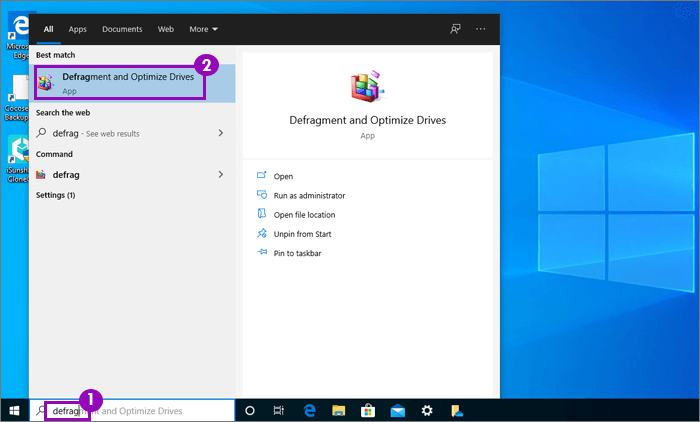 click defragment and optimize drives