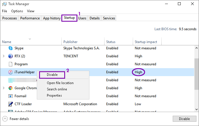 disable startup programs